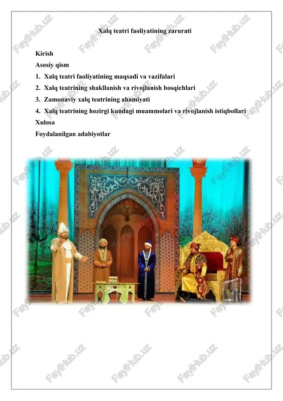 xalq teatri faoliyatining zarurati — DOCX