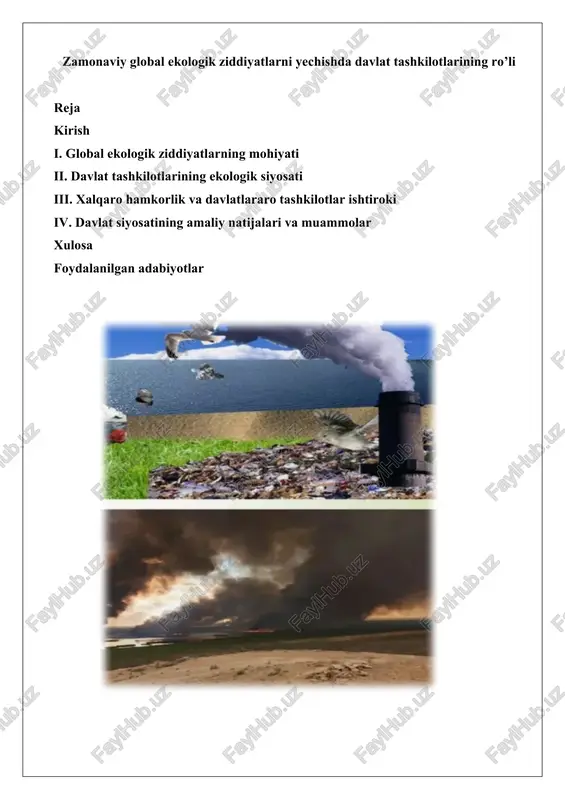 ekologik ziddiyatlarni yechish — DOCX