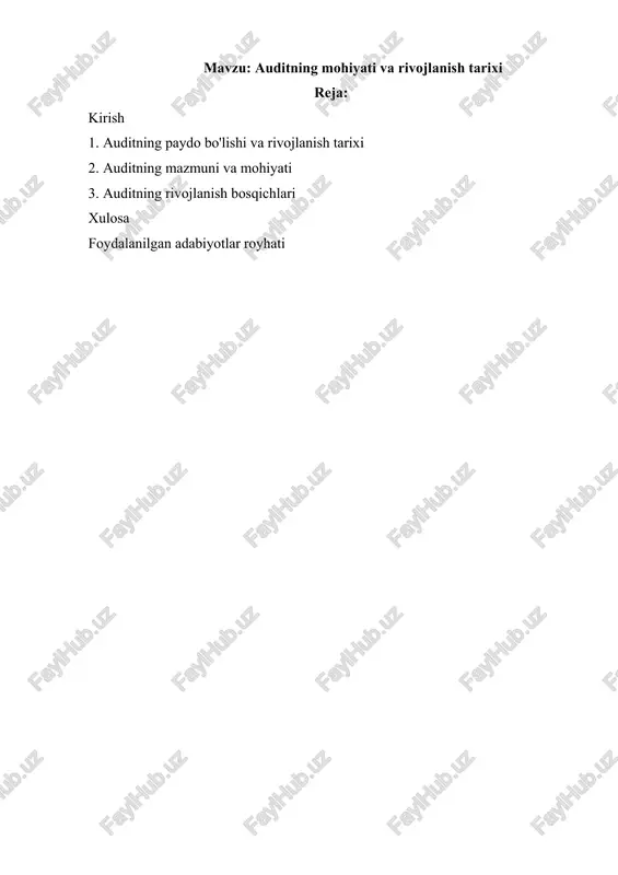 auditning mohiyati va rivojlanish tarixi — DOCX