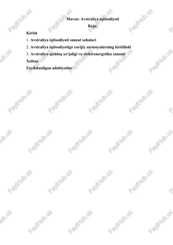 avstraliya iqtisodiyoti — DOCX