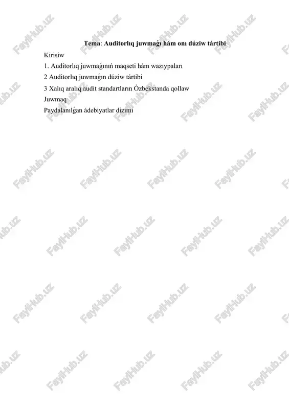 auditorlıq juwmaǵı hám onı dúziw tártibi — DOCX