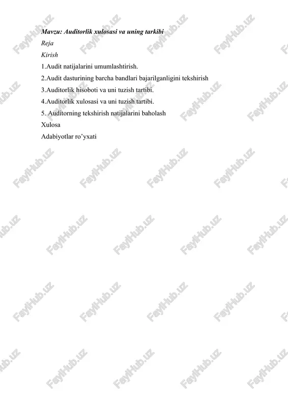 auditorlik xulosasi va uning tarkibi — DOCX