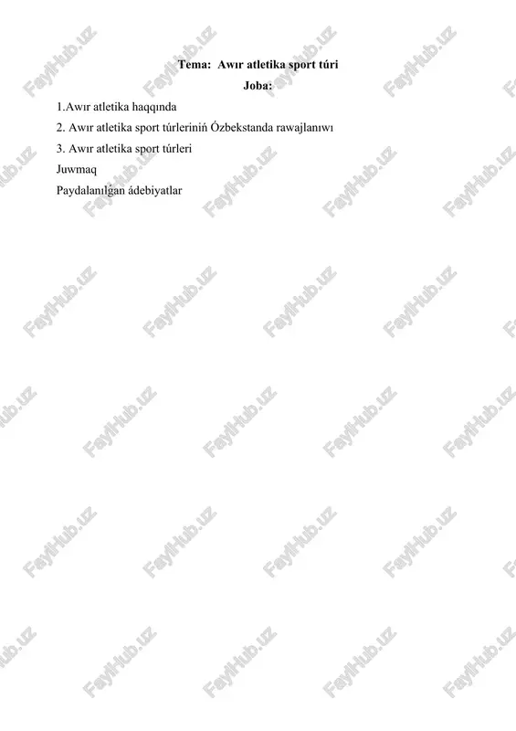 awır atletika sport túri — DOCX