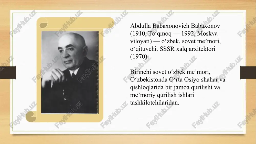 cccrda xizmat ko’rsatgan boboxonov abdulla babaxonovich hayoti va ijodi — PPTX
