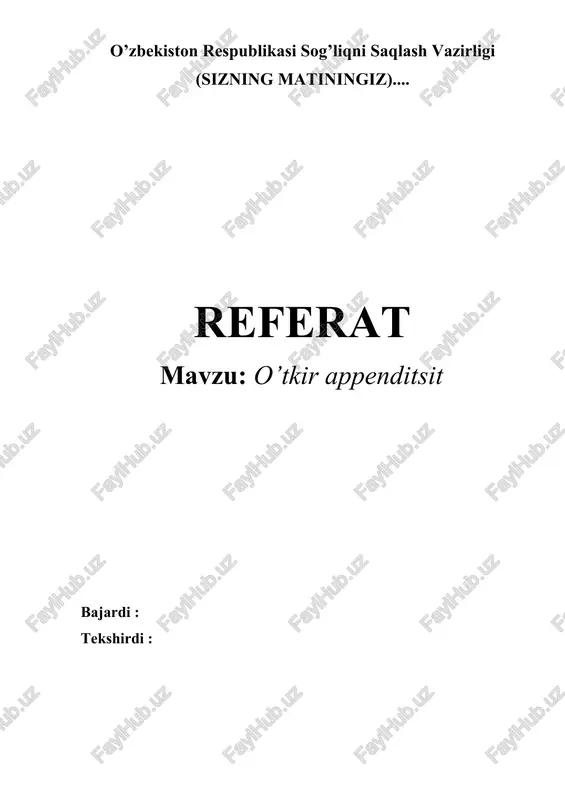 o'tkir appenditsit — DOCX