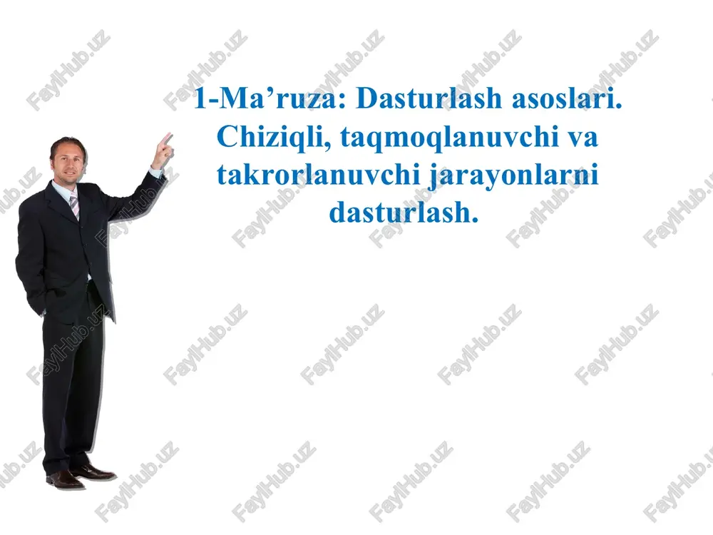 ma’ruza: dasturlash asoslari. chiziqli, taqmoqlanuvchi va takrorlanuvchi jarayonlarni dasturlash — PPT