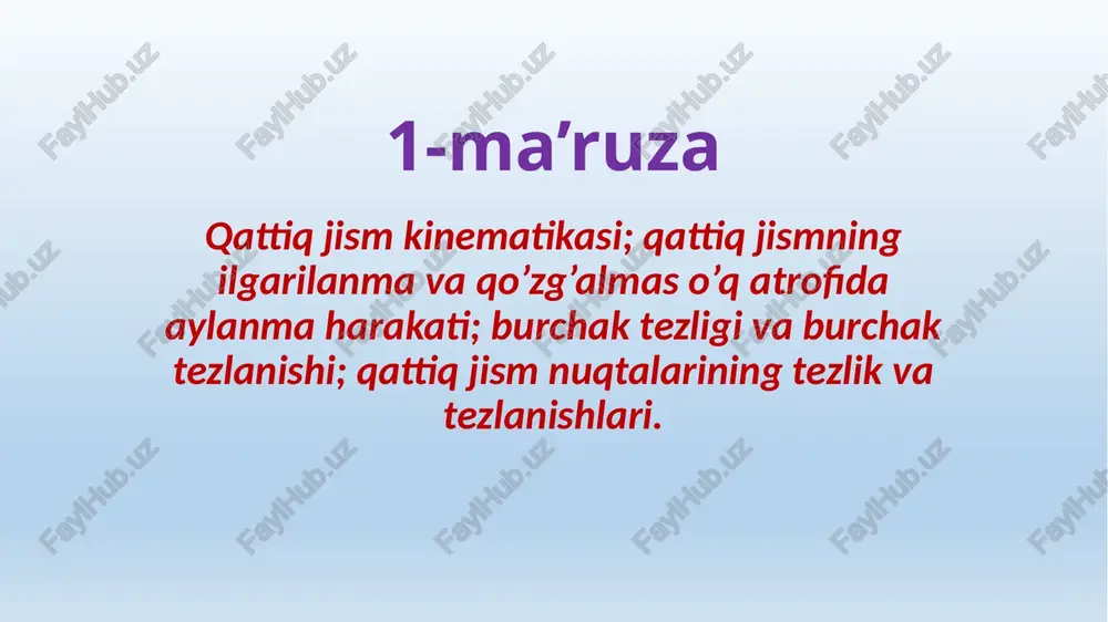 qattiq jism kinematikasi — PPTX