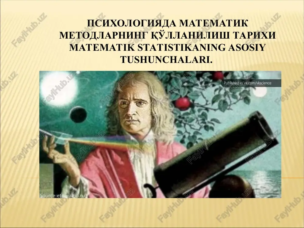 psixologiyada matematik metodlarning qo'llanilishi tarixi — PPT