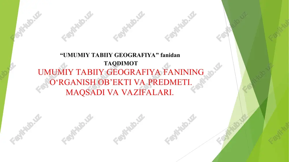 umumiy tabiiy geografiya — PPT