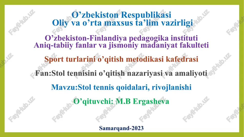 stoltennis qoidalari — PPTX