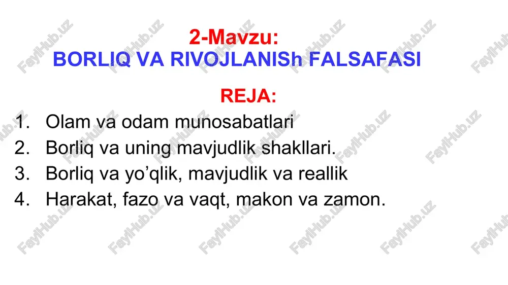 borliq varivojlanishfalsafasi — PPTX