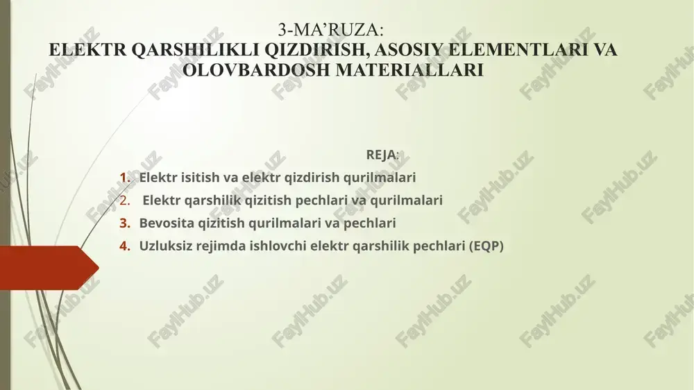 elektr qarshilikli qizdirish va isitish qurilmalari — PPTX