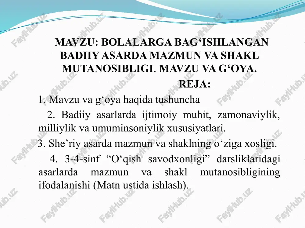 adabiy asarg‘oyasi — PPTX