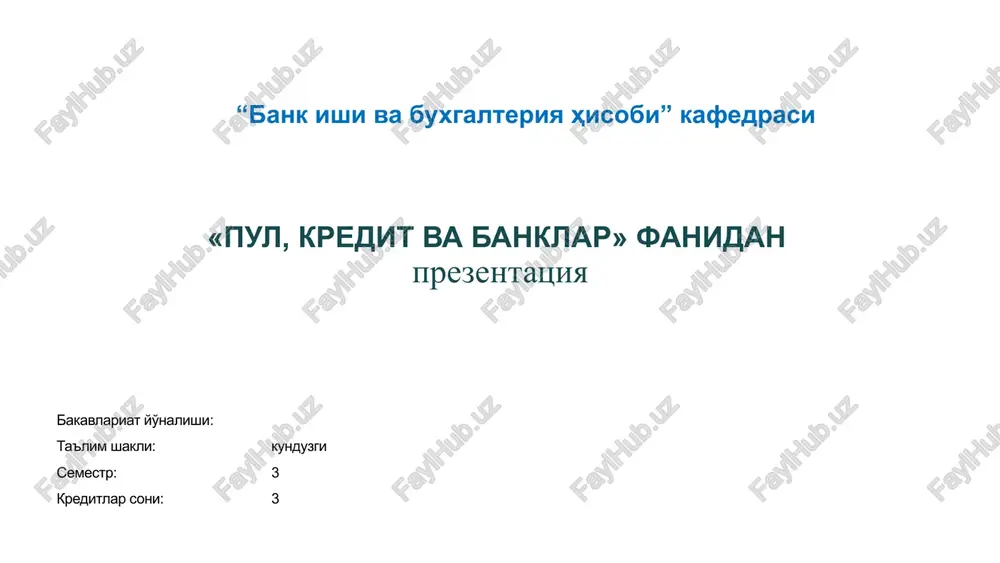 pul aylanmasi va uning tarkibi — PPTX