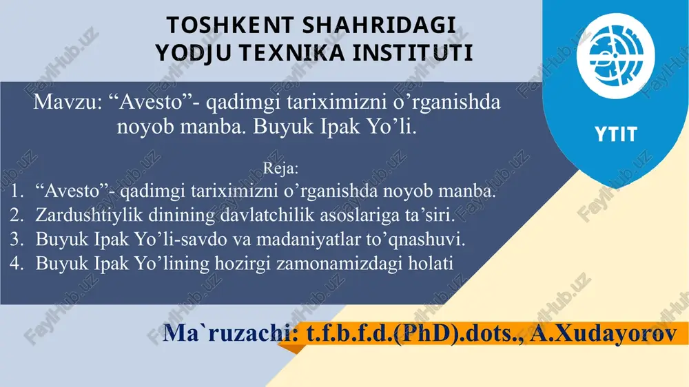 "buyuk ipak yo'li" — PPTX