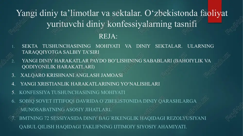 yangidiniy ta'limotlar va sektalar — PPTX