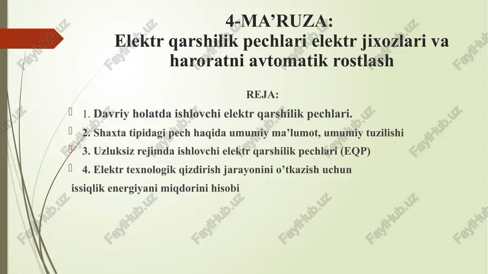 elektr qarshilik pechlari — PPTX