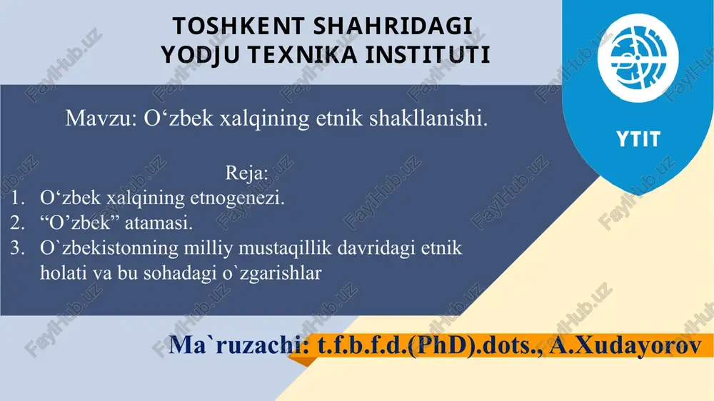 o‘zbek xalqining etnik shakllanishi — PPTX