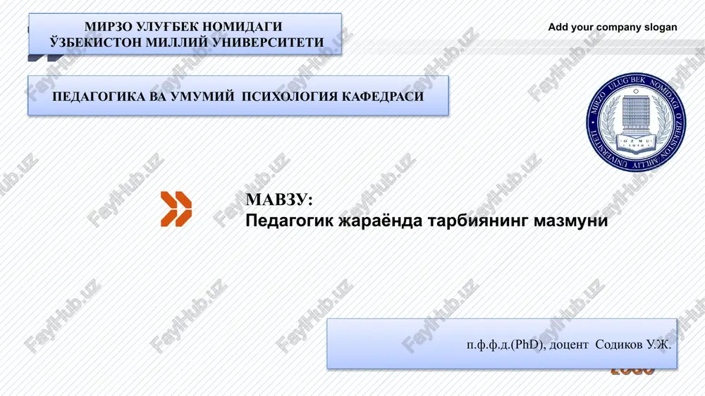 tarbiya jarayonining mazmuni — PPTX