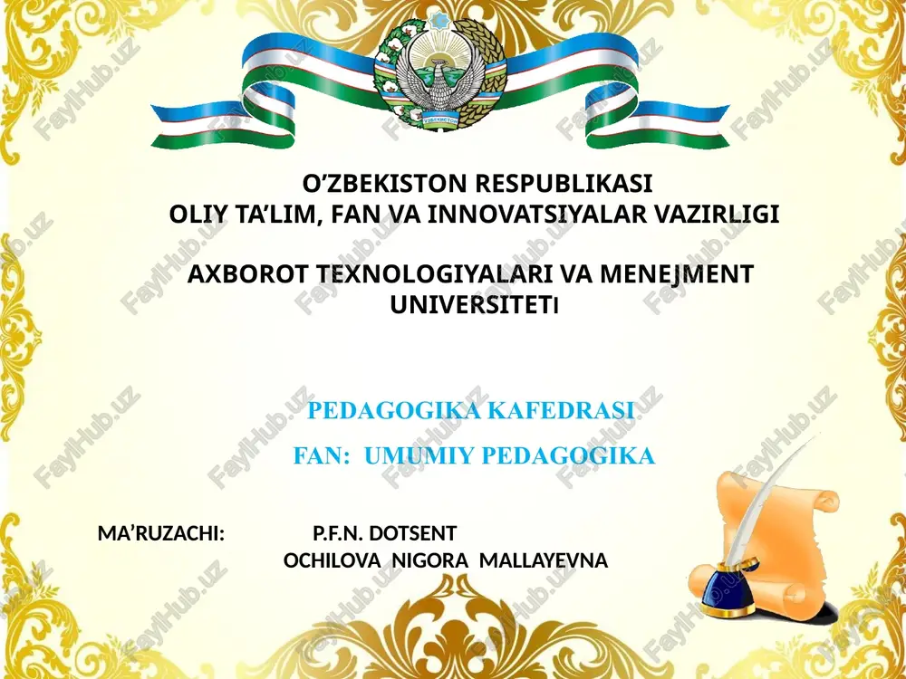 pedagogika tarixi fansifatida — PPTX