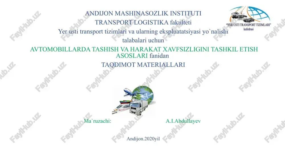 transport vositalariishunumi — PPTX
