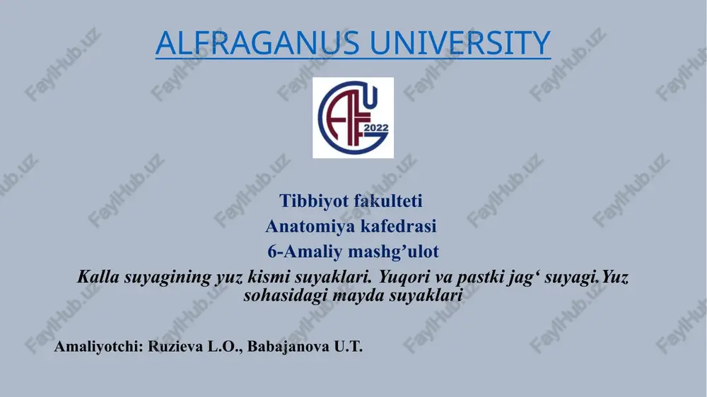 kallasuyagining yuz kismi suyaklari — PPTX