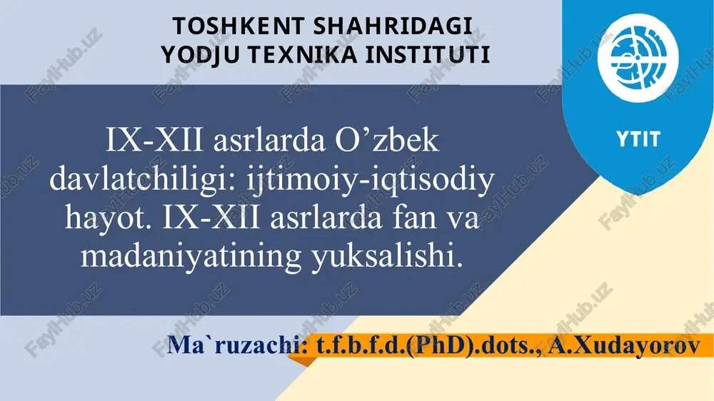 ix-xii asrlarda o’zbek davlatchiligi — PPTX