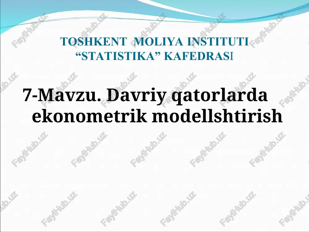 davriy qatorlarda ekonometrik modellshtirish — PPT