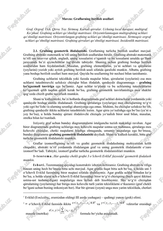 graflarning berilish usullari — DOCX