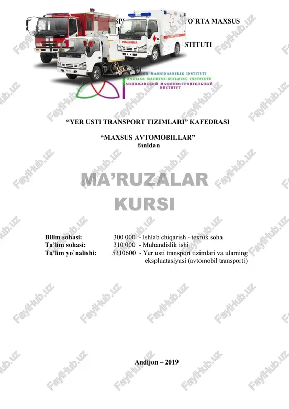 maxsus avtomobillar — DOC