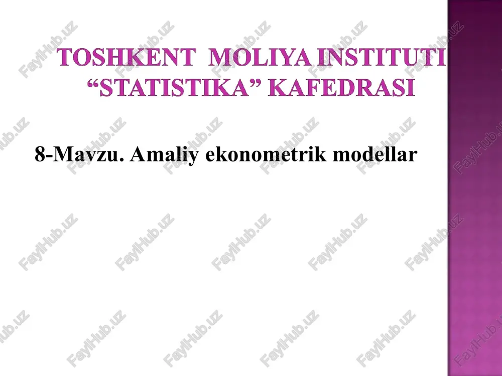amaliyekonometrik modellar — PPT