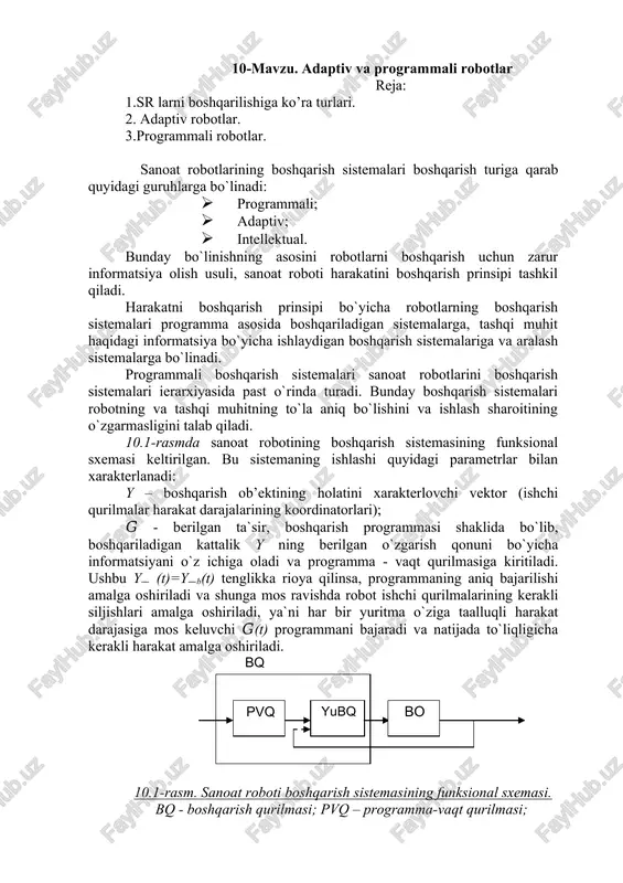 adaptiv va programmali robotlar — DOCX