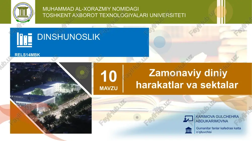 zamonaviy diniy harakatlar va sektalar — PPTX