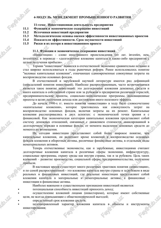 investitsionnaya deyatelnost predpriyatiya — DOC