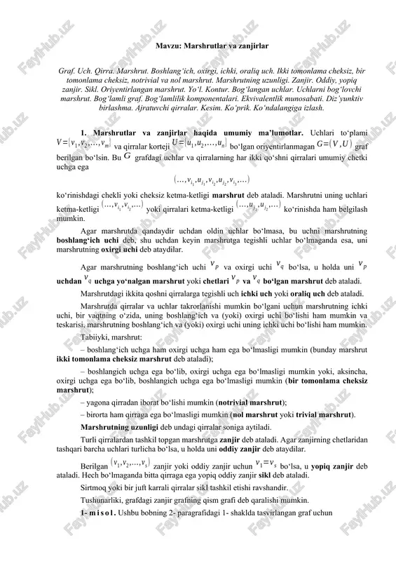 marshrutlar va zanjirlar — DOCX