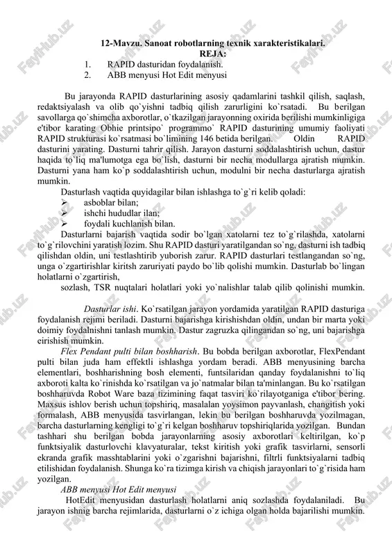sanoat robotlar texnikasi — DOCX