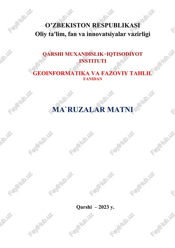 geoinformatika va fazoviy tahlil — DOC