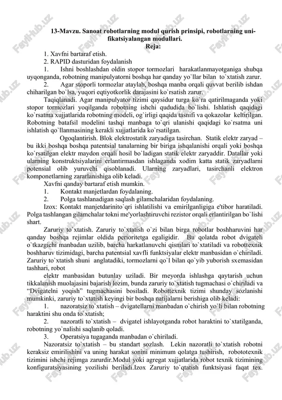 sanoat robotlarning modul qurish prinsipi — DOCX
