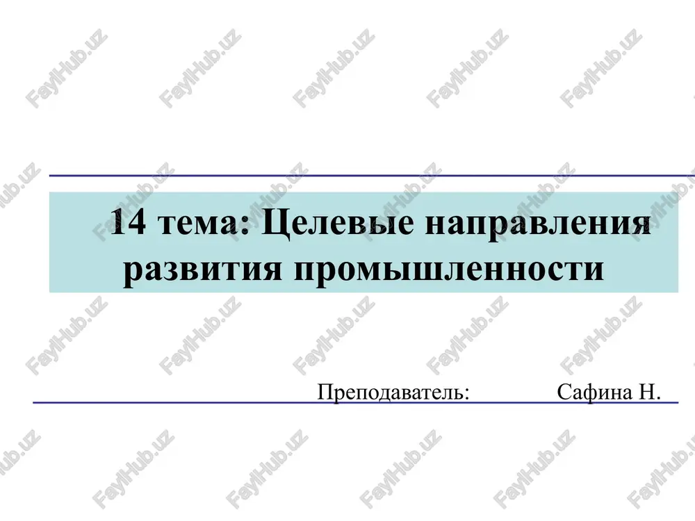 tselevie napravleniya razvitiya promishlennosti — PPTX