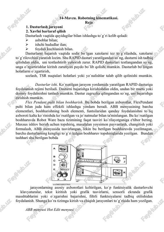 robotning kinematikasi — DOCX