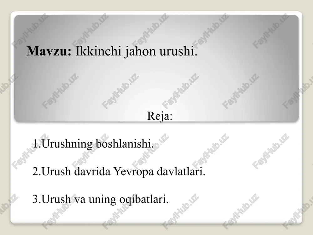 ikkinchi jahon urushi — PPTX