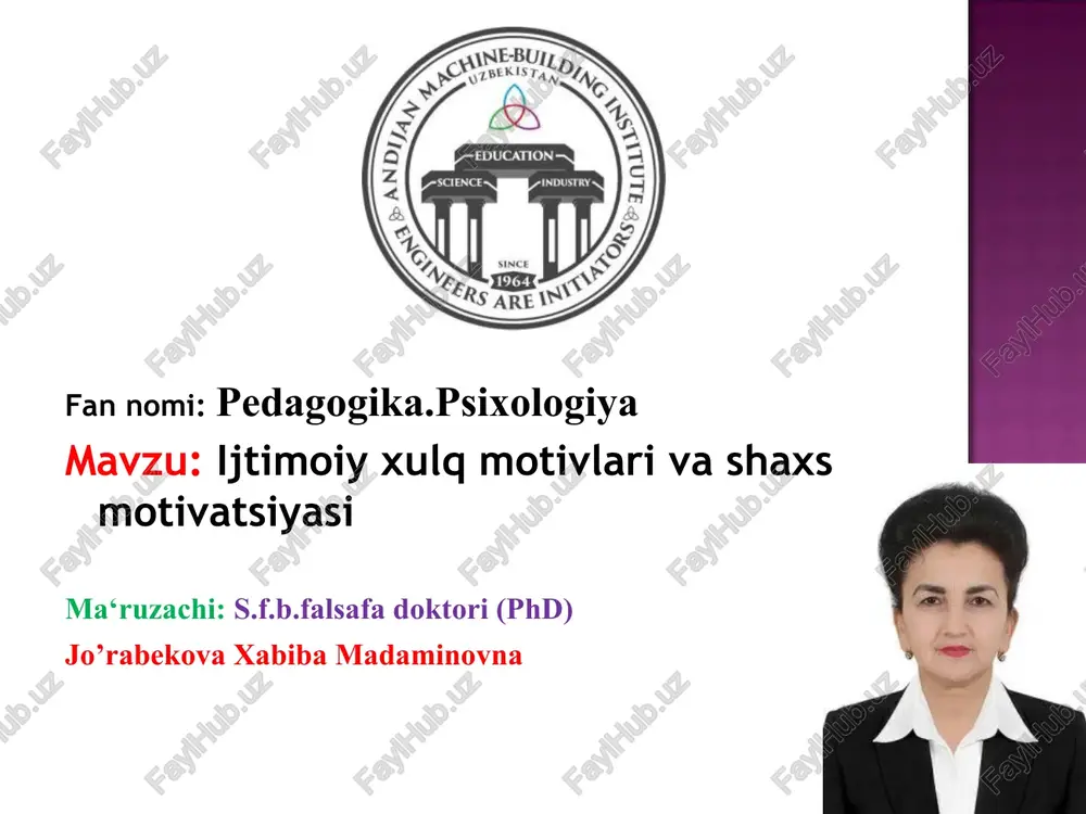ijtimoiy xulq motivlari va shaxs motivatsiyasi — PPT