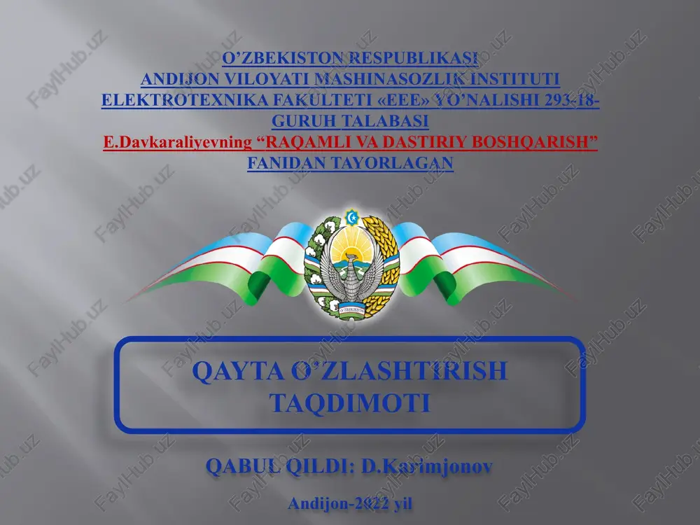 robotlarni boshqarish qurulmasi — PPTX