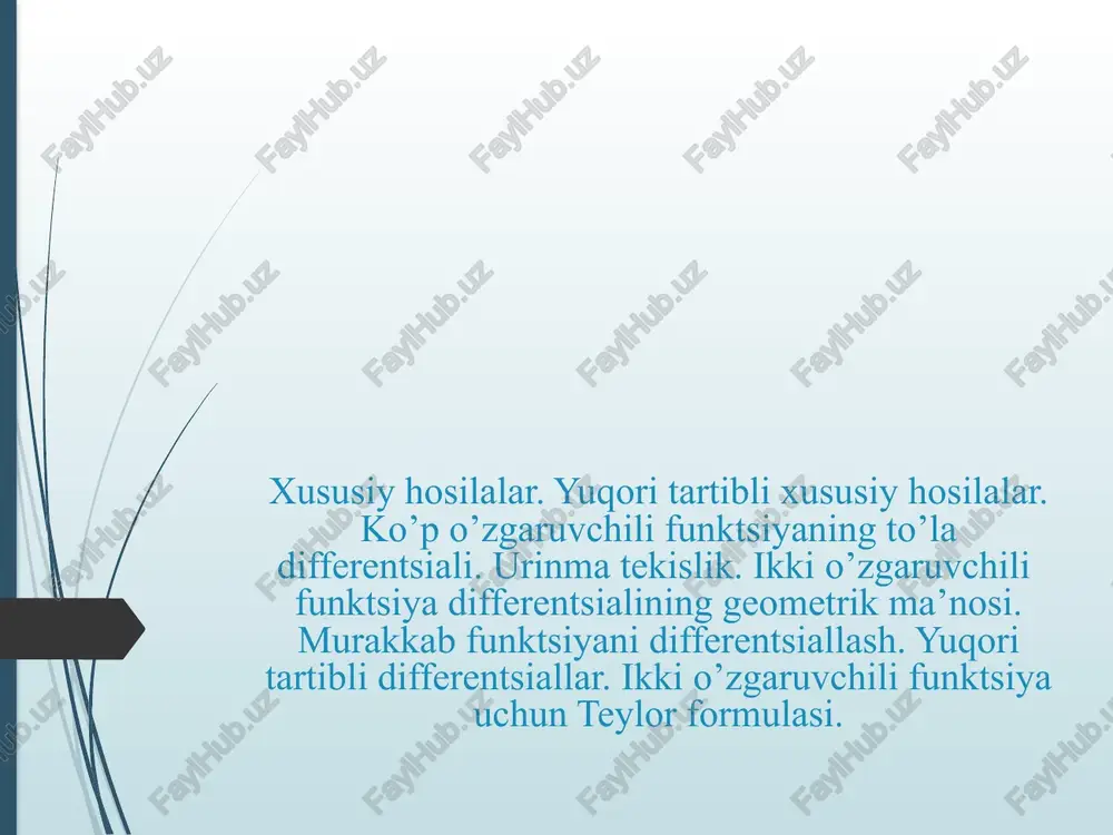 ko‘po‘zgaruvchifunksiyasiningxususiyhosilalari — PPTX