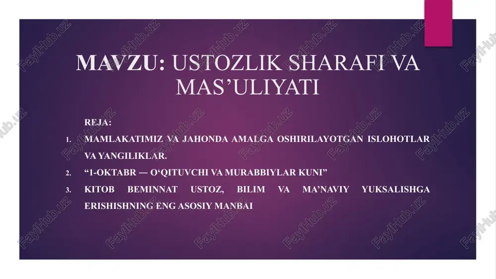 ustozlik sharafi va mas’uliyati — PPTX