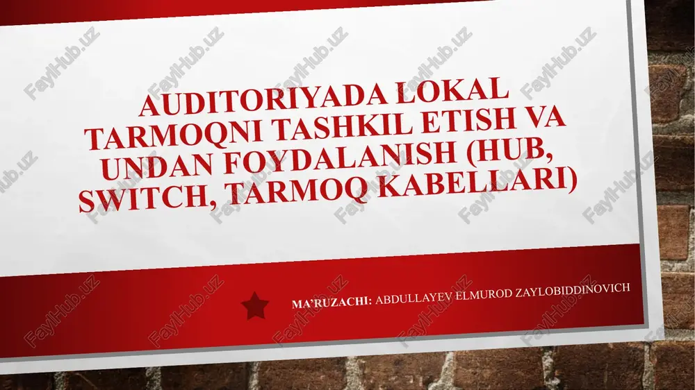 lokal tarmoqni tashkil etish — PPTX