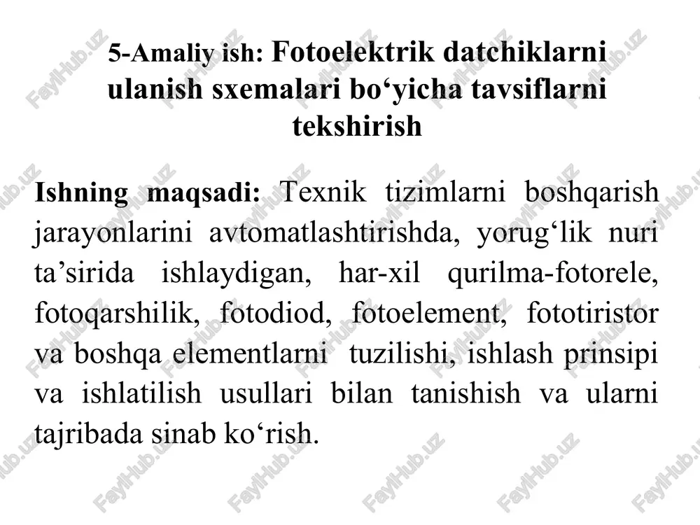 fotoelektrik datchiklar — PPTX