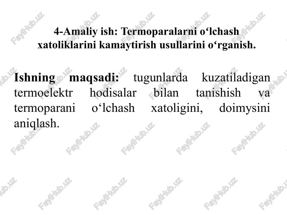 termoparalarni o'lchash xatoliklarini kamaytirish usullari — PPTX
