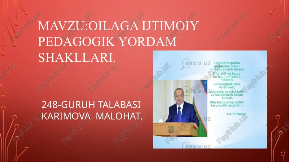 oilaga ijtimoiy pedagogik yordam shakllari — PPTX