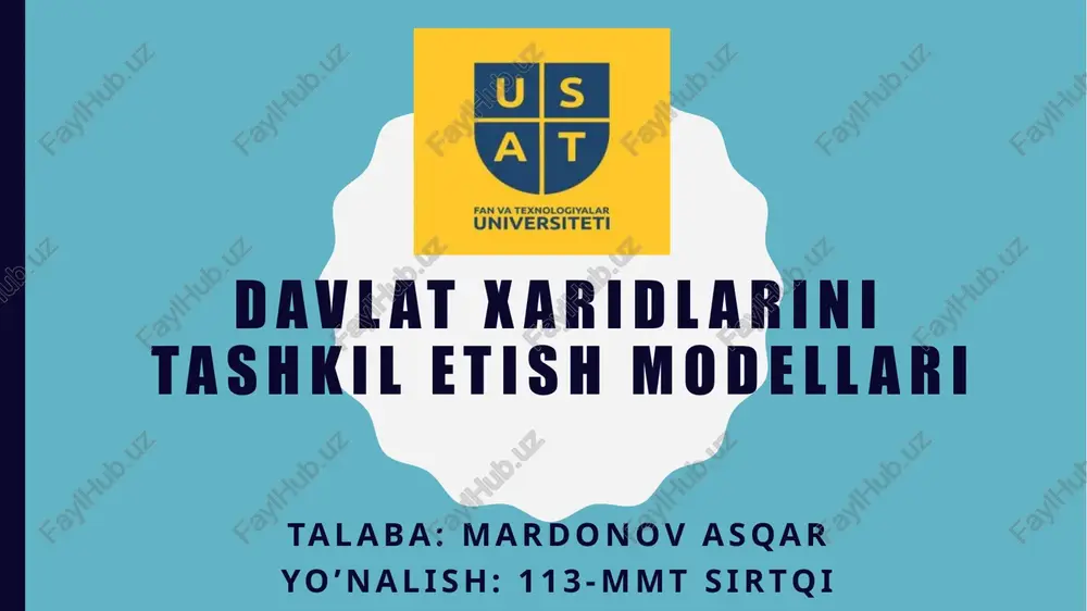 davlatxaridlarinitashkiletishmodellari — PPTX
